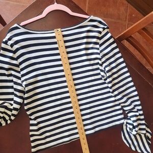 Maeve by Anthropologie black and white striped top size L